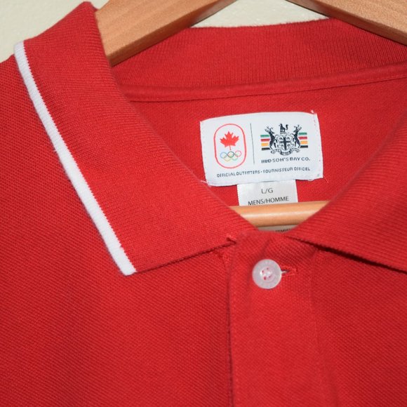 Team Canada Flag Maple Leaf Olympics Polo Shirt Hudson's Bay Co Patches 12 #N18 - Picture 8 of 11